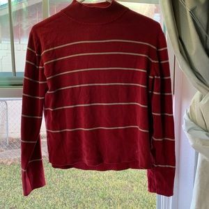Red striped long sleeved low cut turtleneck
